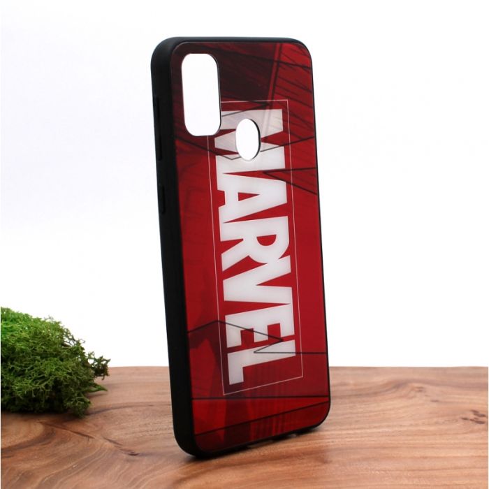 Стеклянный ударопрочный чехол с принтом Marvel для Samsung M30s
