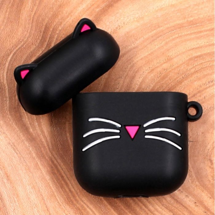 Ударопрочный силиконовый чехол для Apple AirPods Toy Cat Black