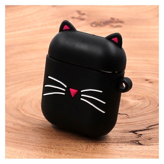 Ударопрочный силиконовый чехол для Apple AirPods Toy Cat Black