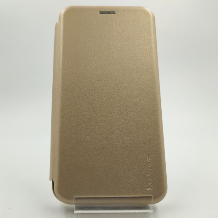 Кожаный противоударный чехол-книжка Wing Samsung M30S Gold