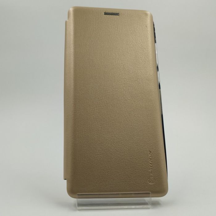 Кожаный противоударный чехол-книжка  WING Xiaomi Redmi Note8 pro gold