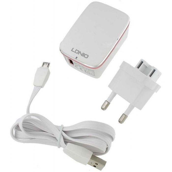Зарядное устройство LDNIO A1204Q Quick Charge 2.0 2 в 1 (V8) 2.4A